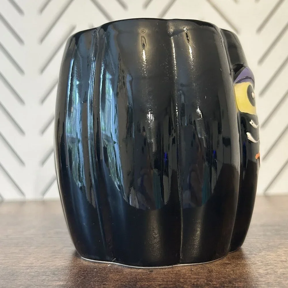 Cracker Barrel Black Cat Pumpkin Shaped Ceramic Mug 16oz Halloween Themed